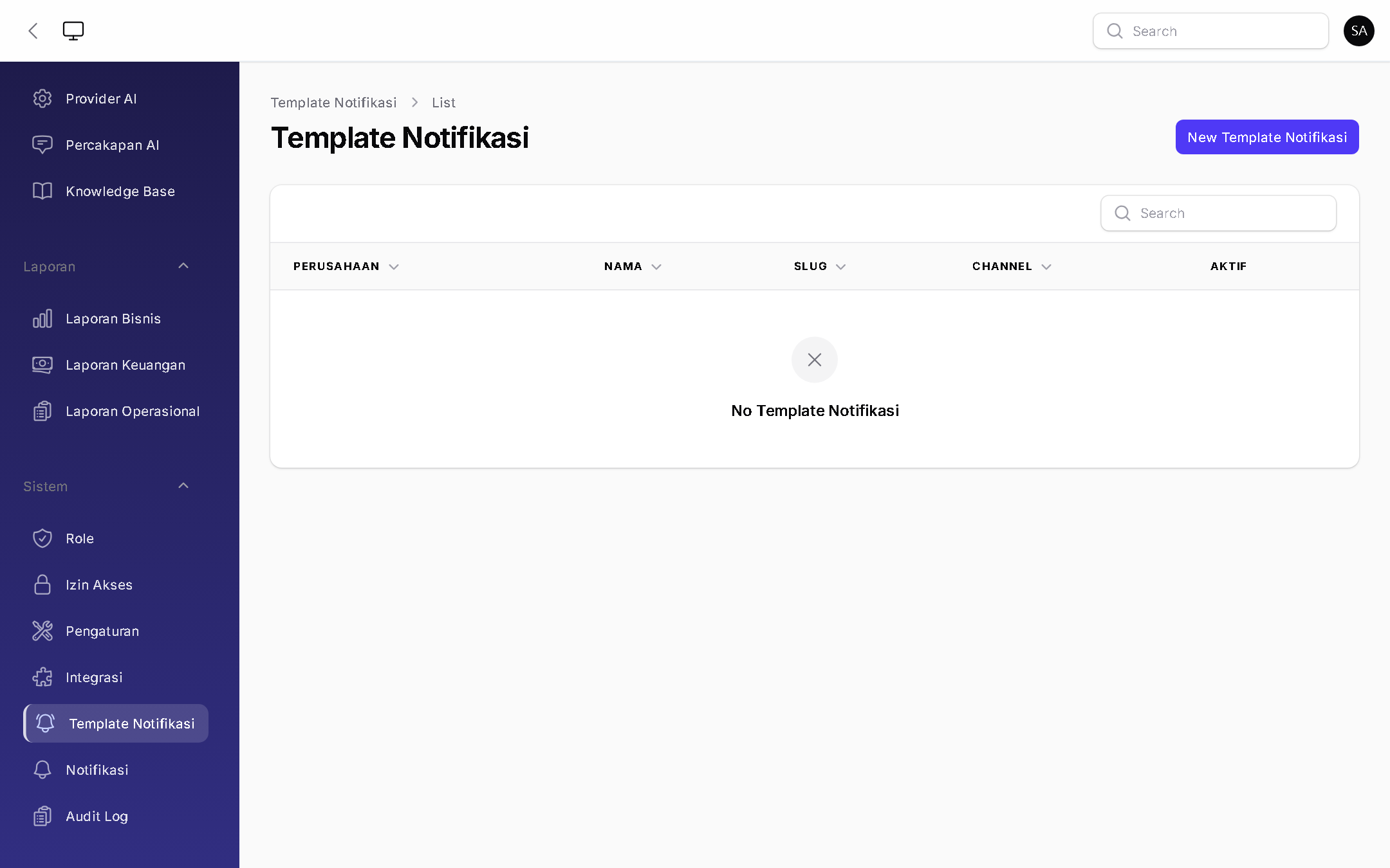 Template Notifikasi - BizOS