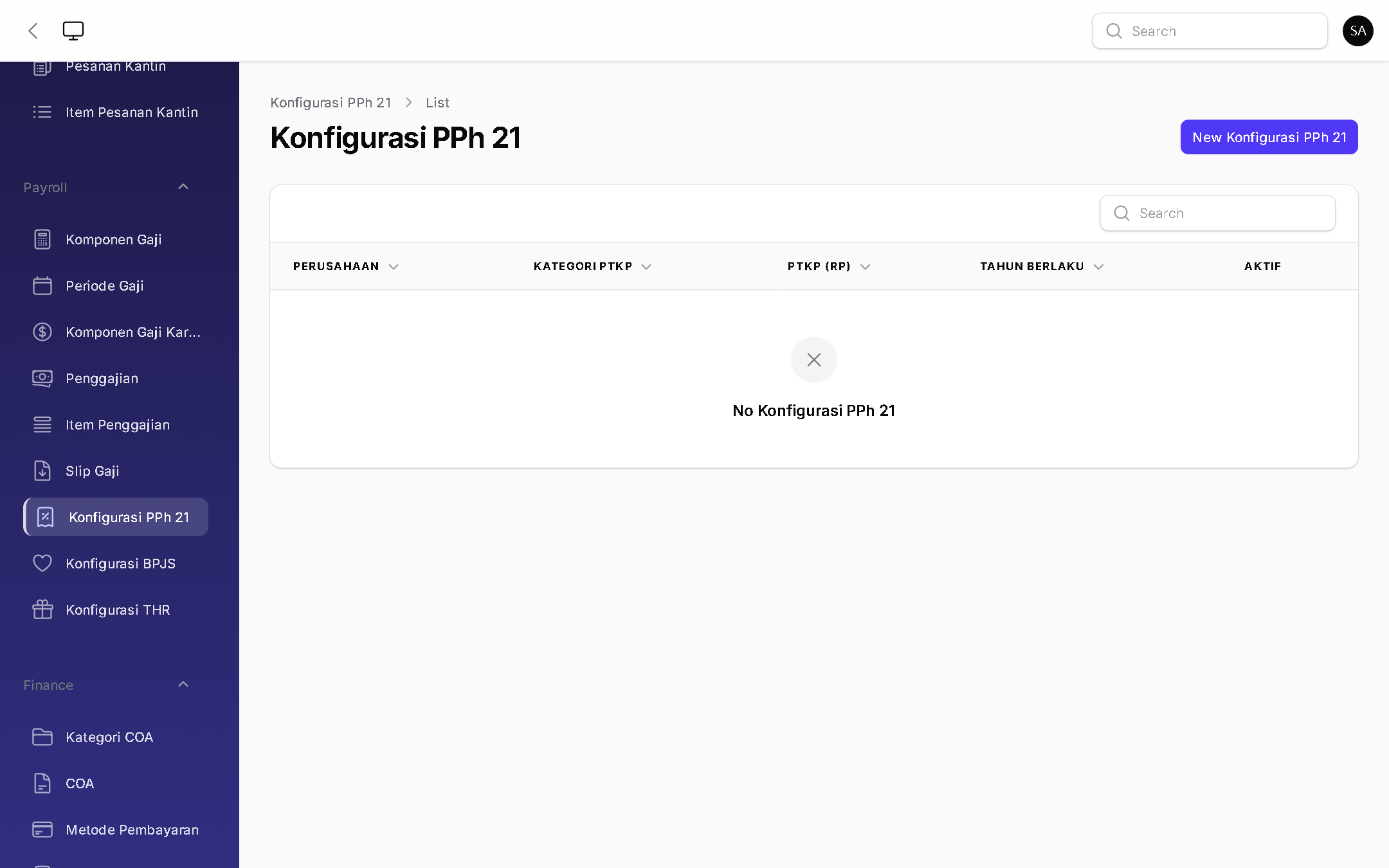 Konfigurasi PPh21 - BizOS