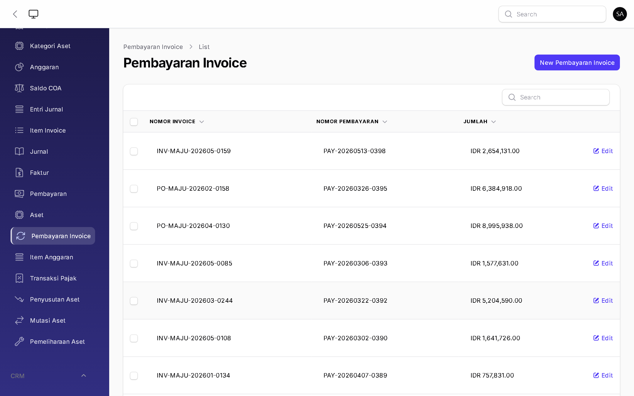 Pembayaran Invoice - BizOS