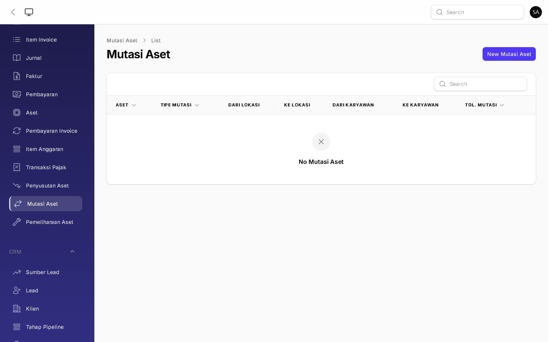 Mutasi Aset - BizOS
